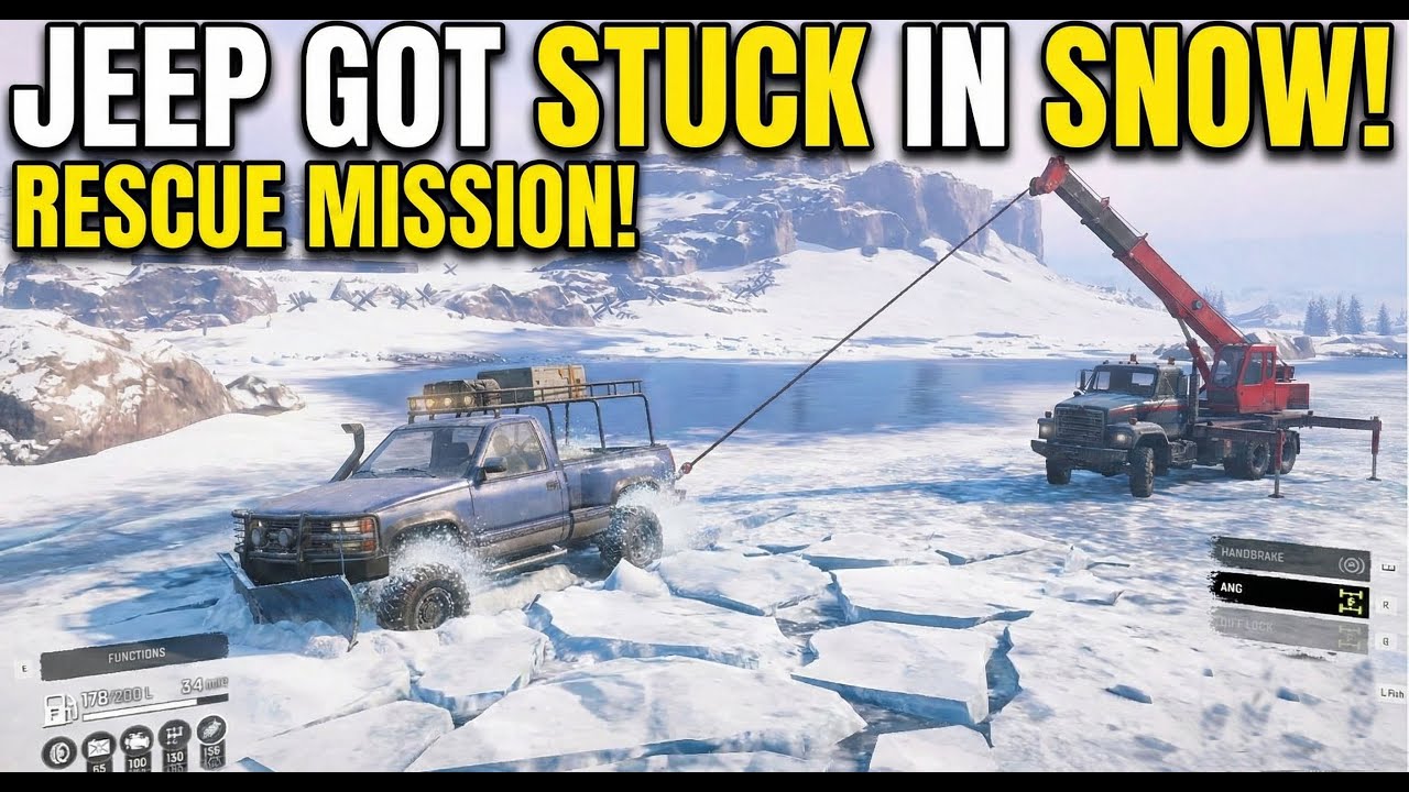 JEEP Stuck in Deep Snow ❄️ CRAZY Crane Rescue in SnowRunner!