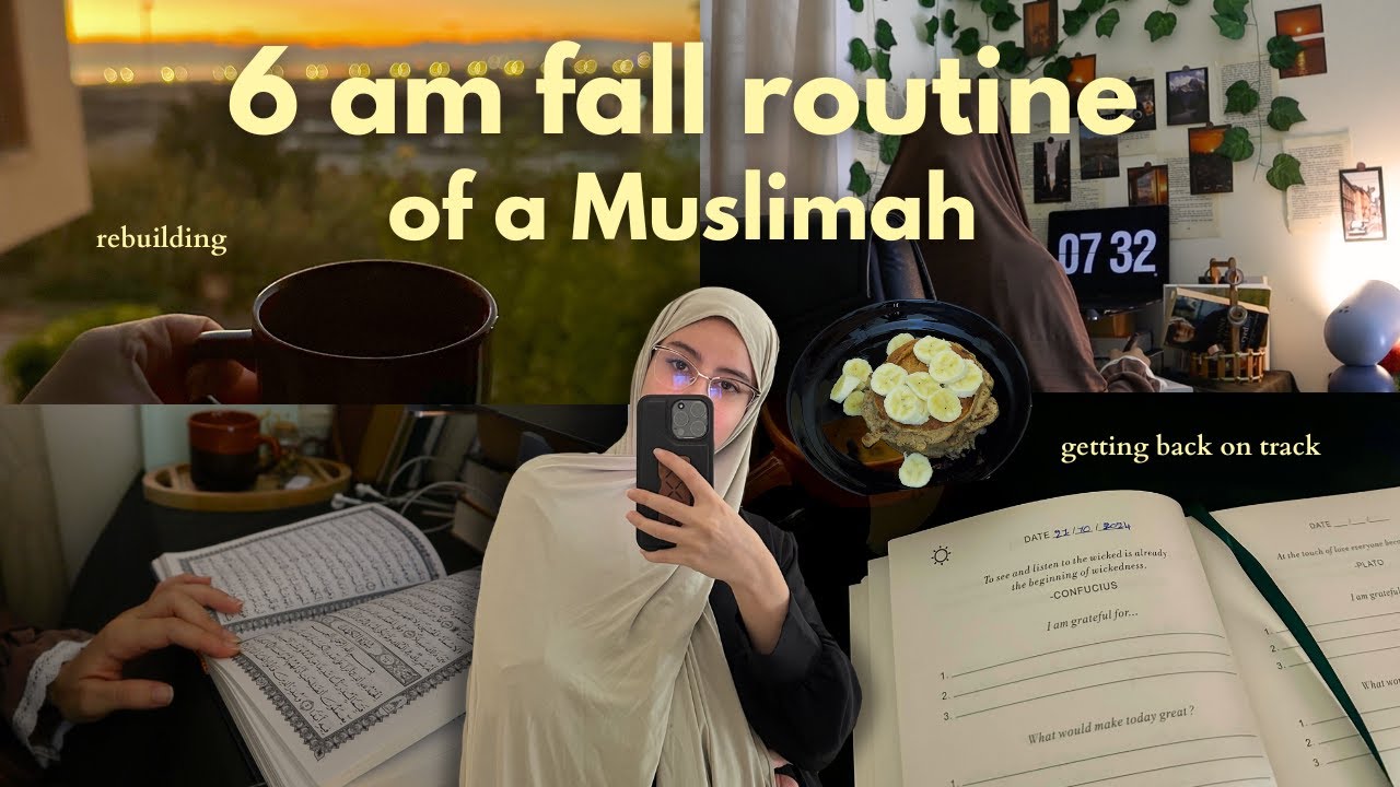 Muslimah fall morning routine 🍂 | rebuilding habits, getting my life together, early morning aibada.