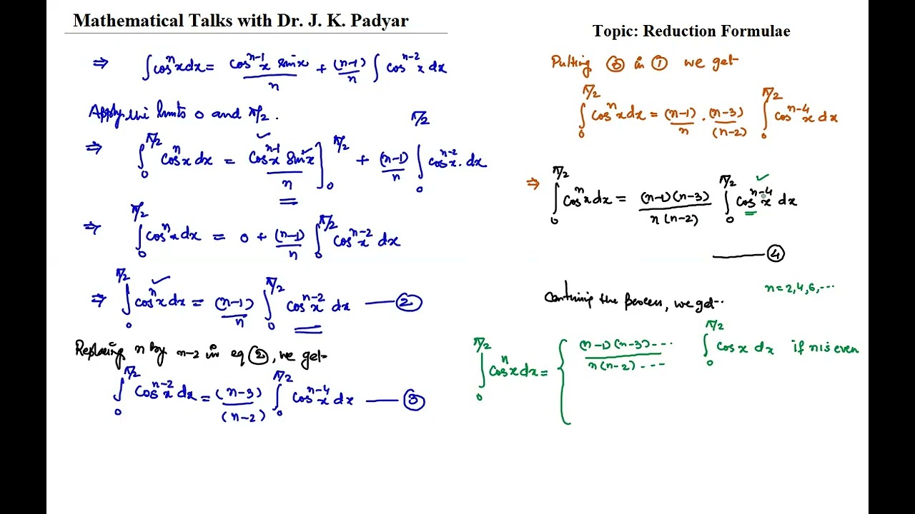 Reduction formula for Definite Inegral for Cos^n x