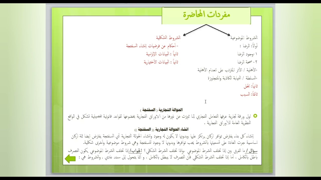 محاضرات في الأوراق التجارية- المحاضرة الثانية: انشاء الحوالة التجارية (السفتجة)-الرضا