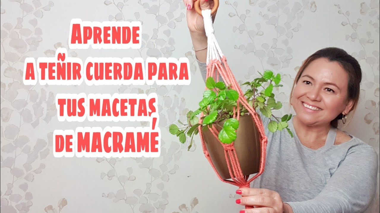 Teñir cuerda de algodón para macetas de Macramé