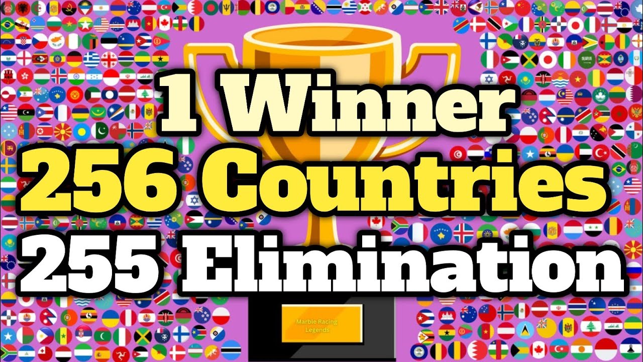 256 Countries & 255 Elimination Marble Race Tournament in Algodoo / Marble Racing Legends