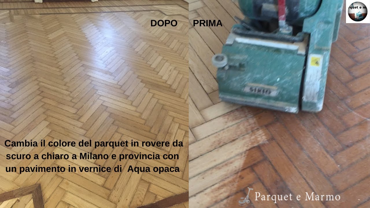 Cambia il colore del parquet in rovere da scuro a chiaro a Milano  con vernice di Aqua opaca