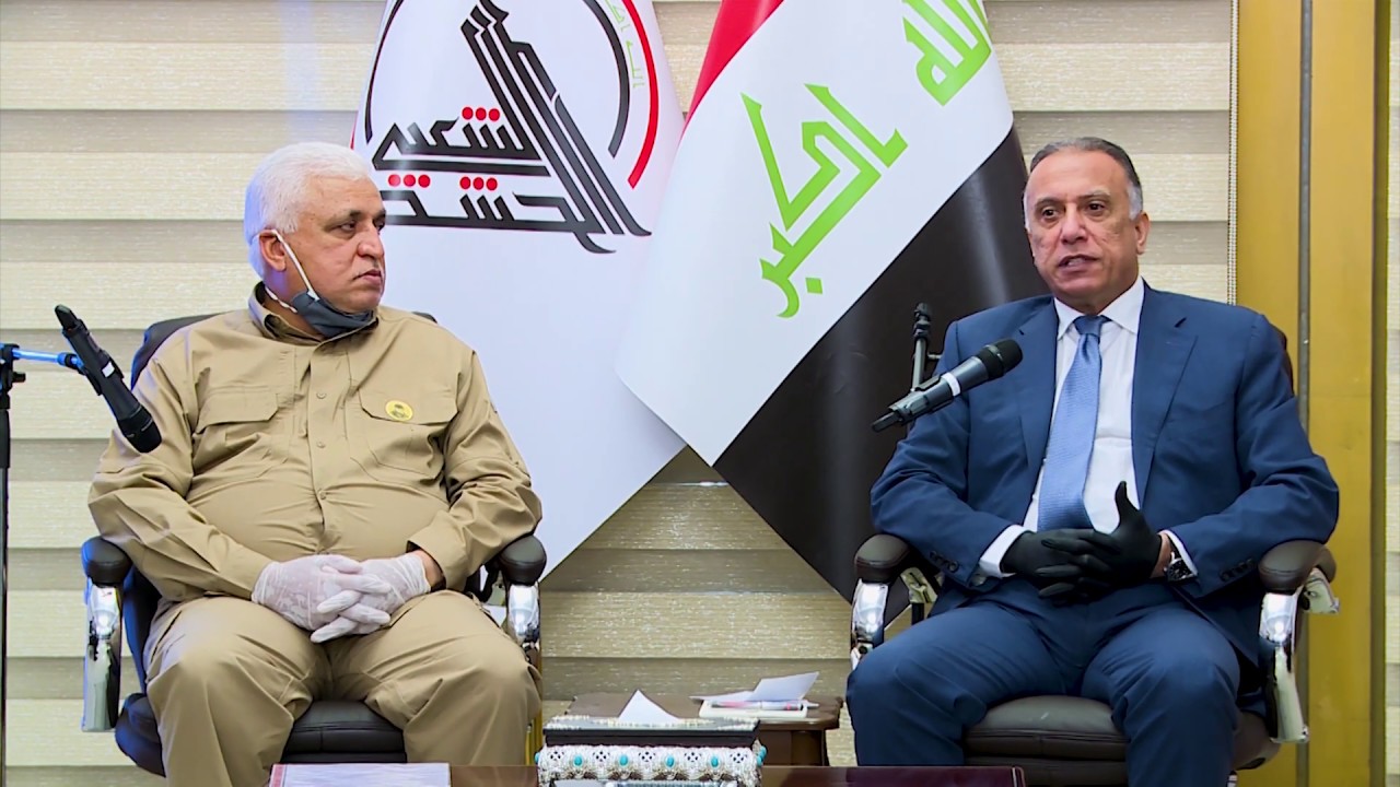 زيارة رئيس مجلس الوزراء السيد مصطفى الكاظمي الى مقر هيئة الحشد الشعبي  .