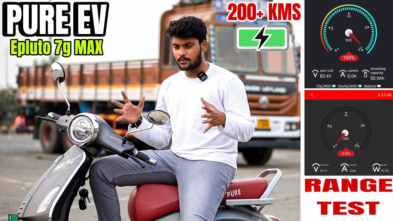 PURE EV epluto 7g MAX || RANGE TEST  || 200+ KMS RANGE 😱 || ELECTRIC SCOOTER🔋 || UNKNOWNRIDER