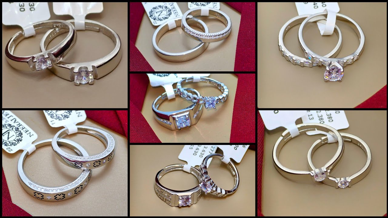 latest 925 sterling Silver COUPLE RING 💍  designs 2025 silver couple rings with price 😍
