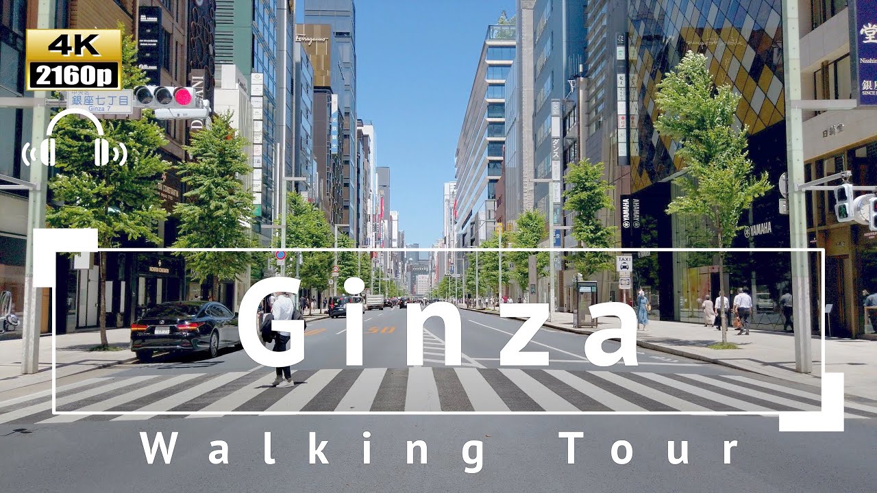 [4K/Binaural Audio] Ginza Walking Tour - Tokyo Japan