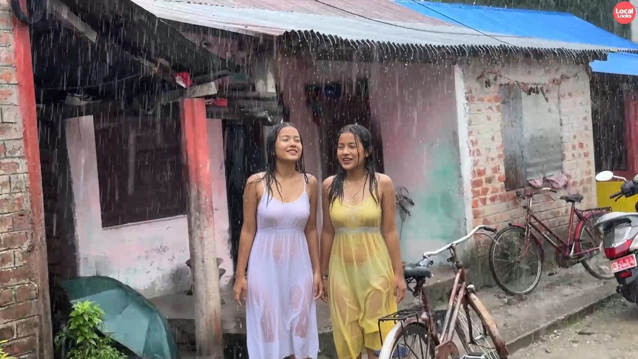 Amazing Rainy Day-Village Walk in Rain-Peaceful Rainy Small Village