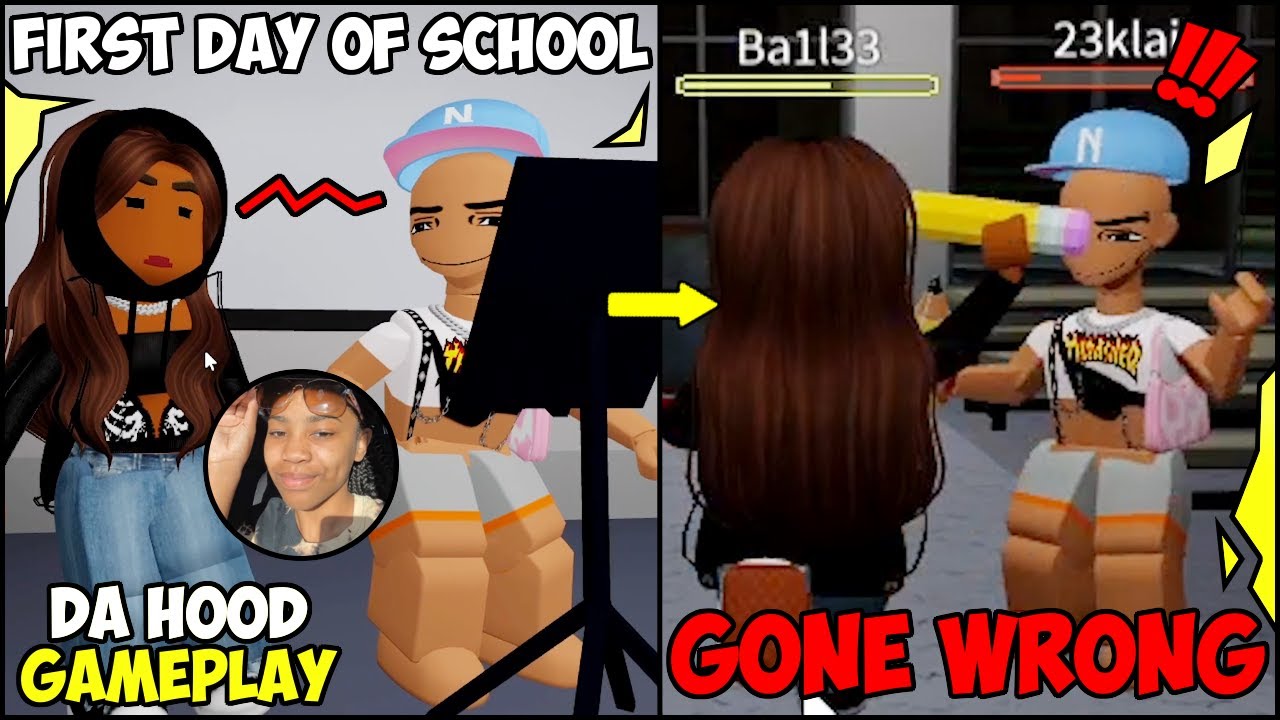 MY LIL SISTER FOUGHT HER FIRST DAY AT SCHOOL! 👊😂 (ROBLOX) DA HOOD GAMEPLAY @23kLai