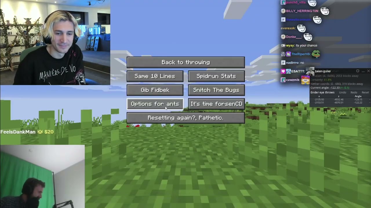 xQc смеётся над Forsen, который не справляется с прохождением Minecraft на скорость