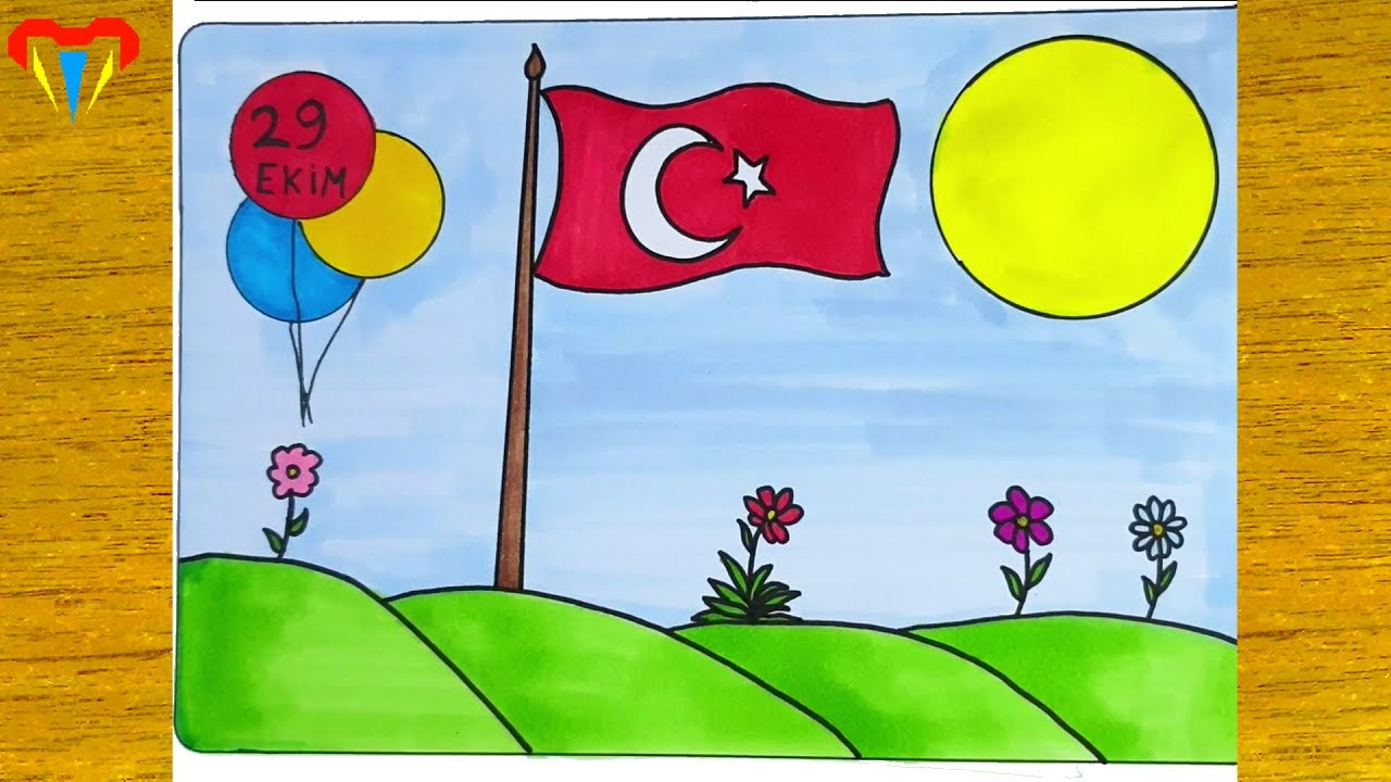 29 EKİM RESMİ NASIL ÇİZİLİR - KOLAY 29 İLE İLGİLİ RESİM ÇİZİMİ