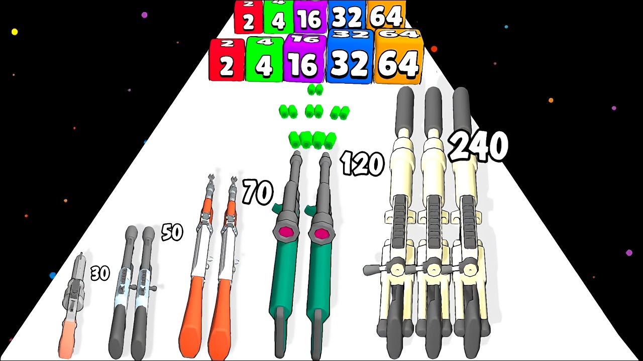 Gun Up 2048 game in MAX LEVEL : Ball Master 3D ⭐ Merge Simulator Battles