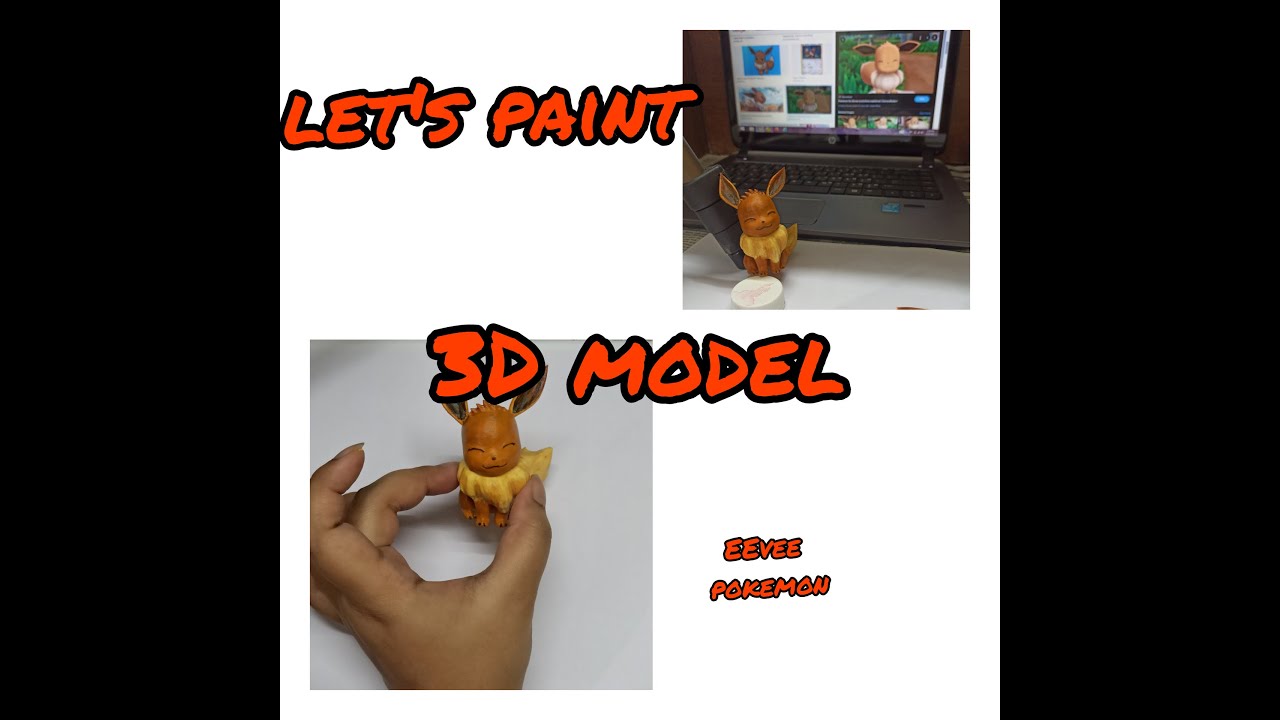 How to paint 3d printed models | pokemon Eevee | acrylic colors | 3d printed model