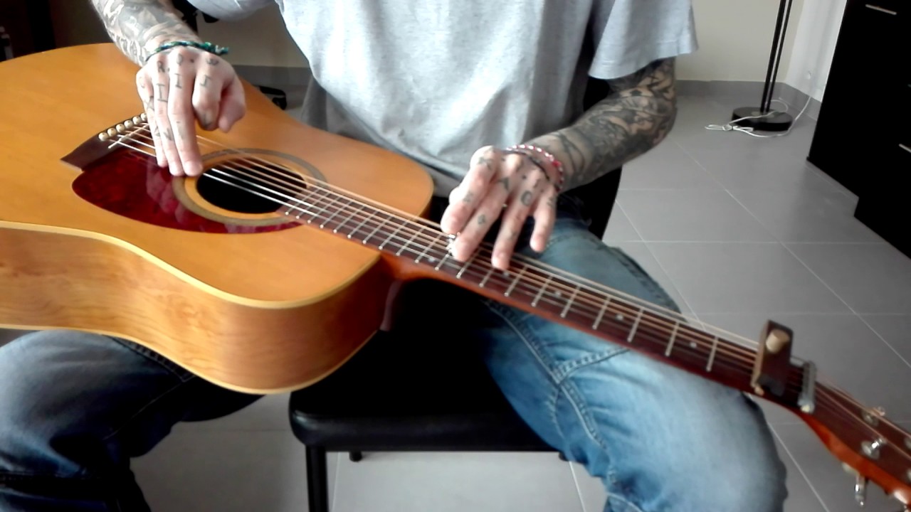 Gary O'slide acoustic guitar converted lapsteel solitary blues