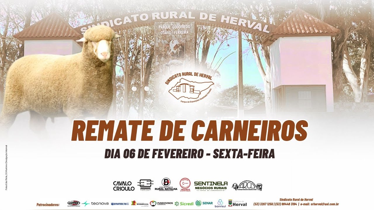 06-02-2026 | 15H - REMATE DE CARNEIROS  - 48ª EXPO-FEIRA MEIA LÃ DE HERVAL/RS