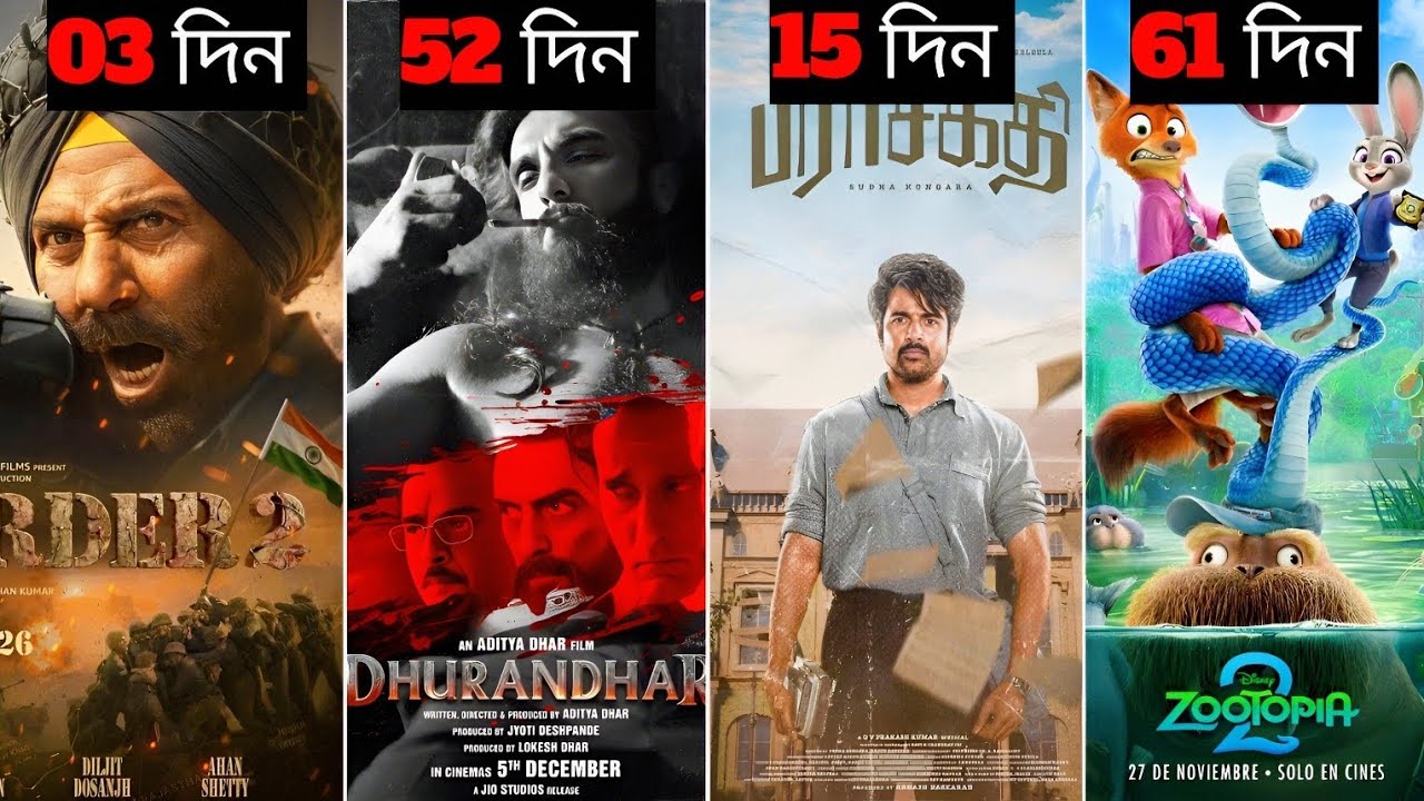 Border2 কালেকশন 🤯, dhurandhar😱🔥, parasakhti Flop 😂, Zootopia 2 কালেকশন