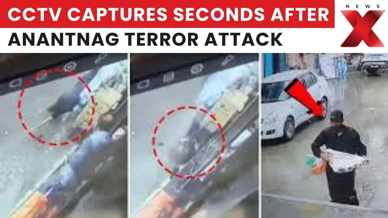Anantnag Terror Attack: CCTV Captures Suspect Hiding Rifle While Escaping Scene