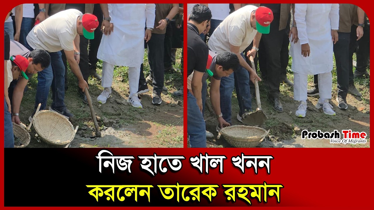 নিজ হাতে খাল খনন করলেন তারেক রহমান। Nodi। Khal। Tarique Rahman। Probash Time