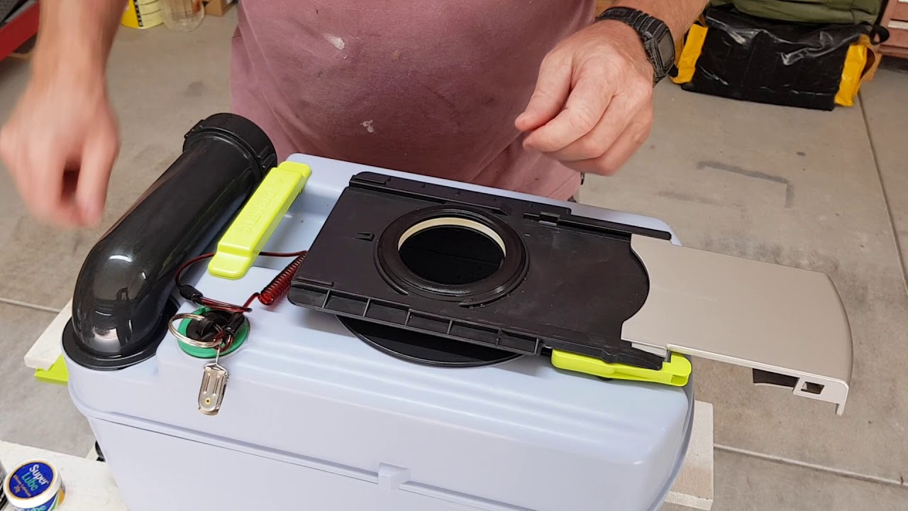 Lubricate caravan Dometic toilet cassette slide handle