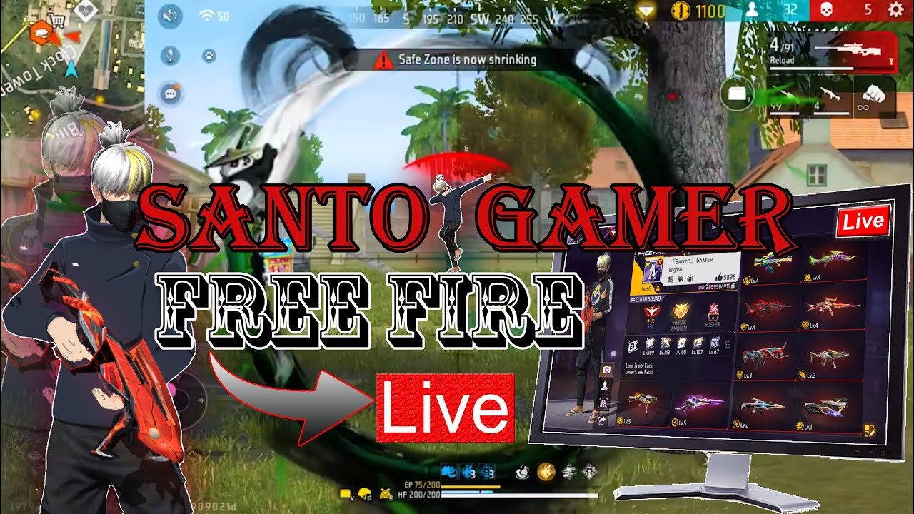 🔥 Free Fire Live Gameplay | New PC Player | Booyah Time! @santogamer-official