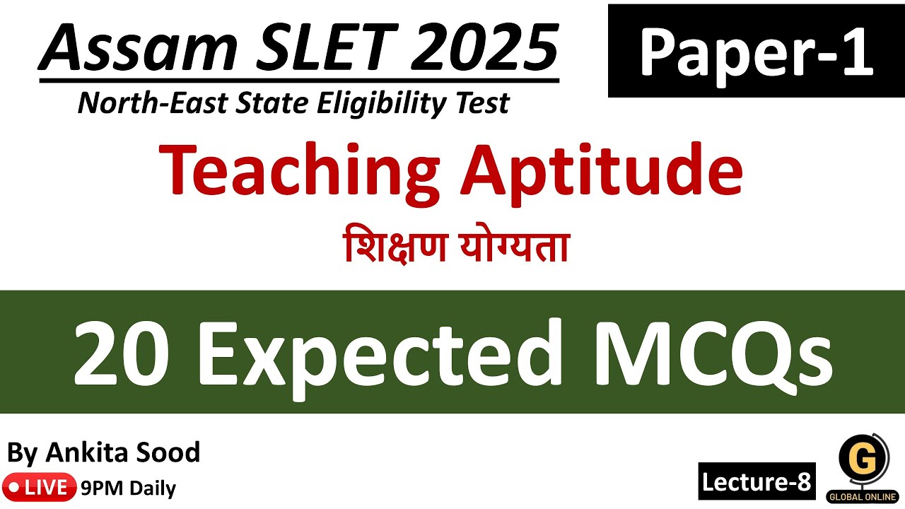 Most Expected MCQs on Teaching Aptitude | Assam SLET Paper 1 2025 Preparation|