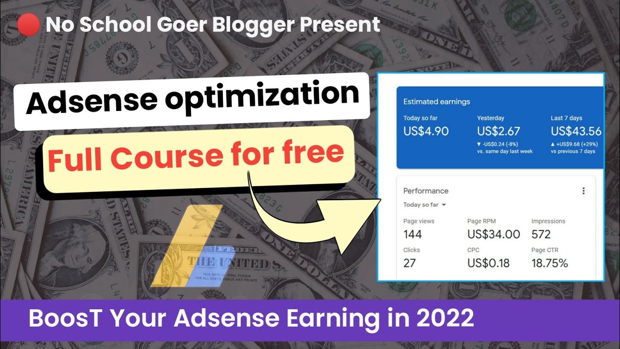 AdSense Optimization Full Course for Free🔥 | No School Goer Blogger