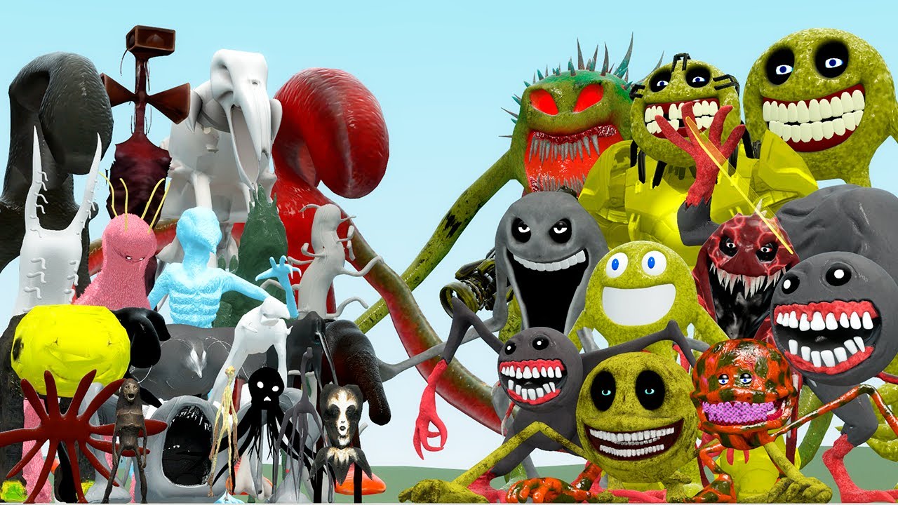 ALL GIANT TREVOR HENDERSON CREATURES VS ROBLOX INNYUME SMILEY'S AND DARKLINGS (Garry's Mod)