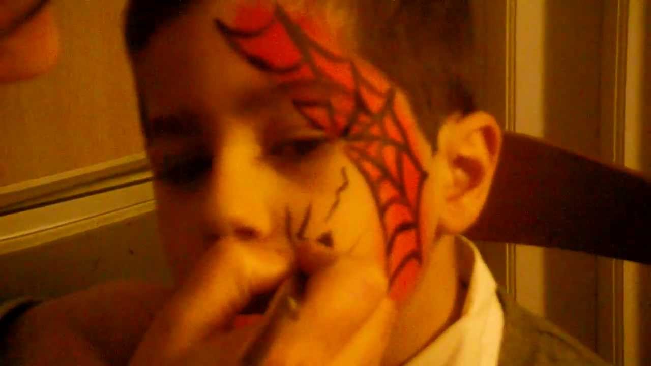 pintura facial de homem aranha