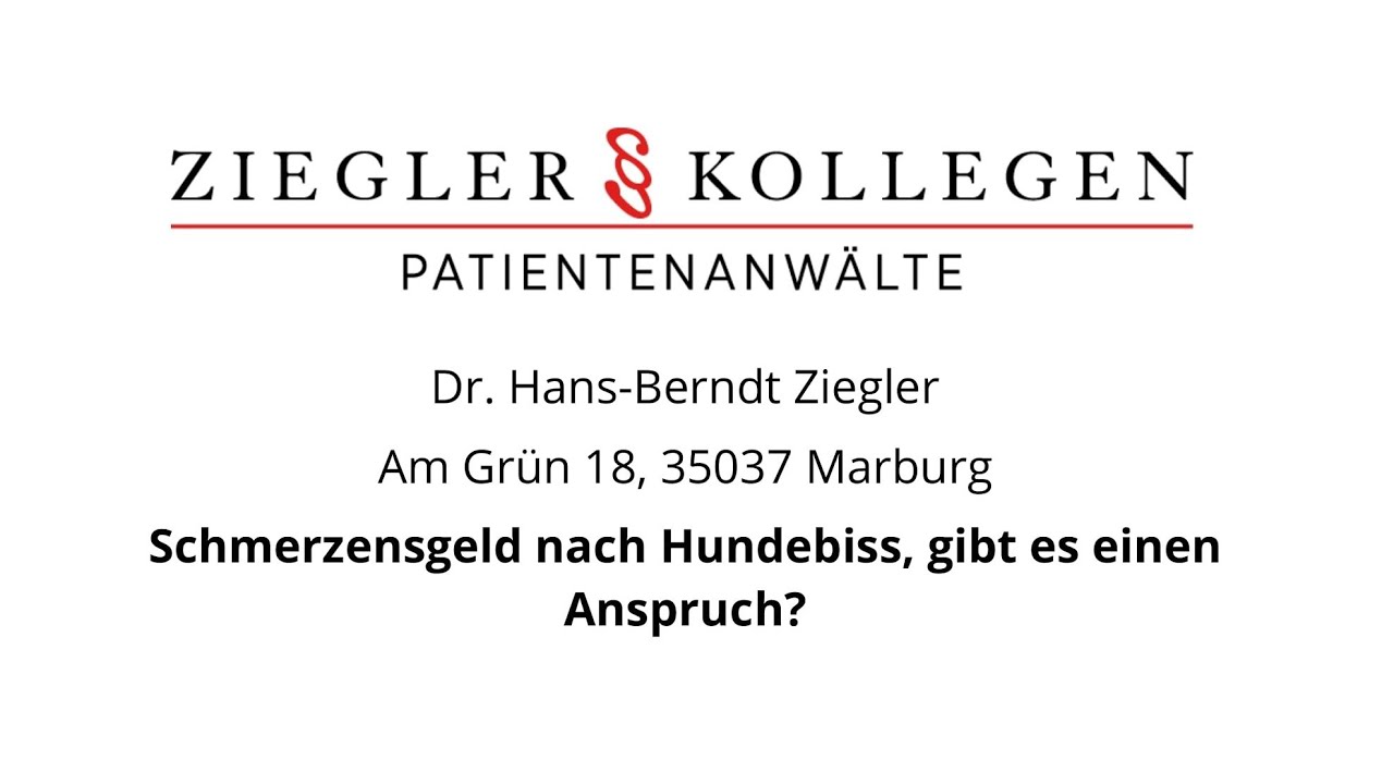 Schmerzensgeldanspruch nach Hundebiss, gibt es einen Anspruch? I RA Dr. Hans-Berndt Ziegler