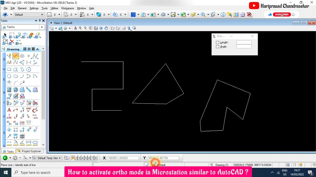 How to activate ortho mode in Microstation similar to AutoCAD ?
