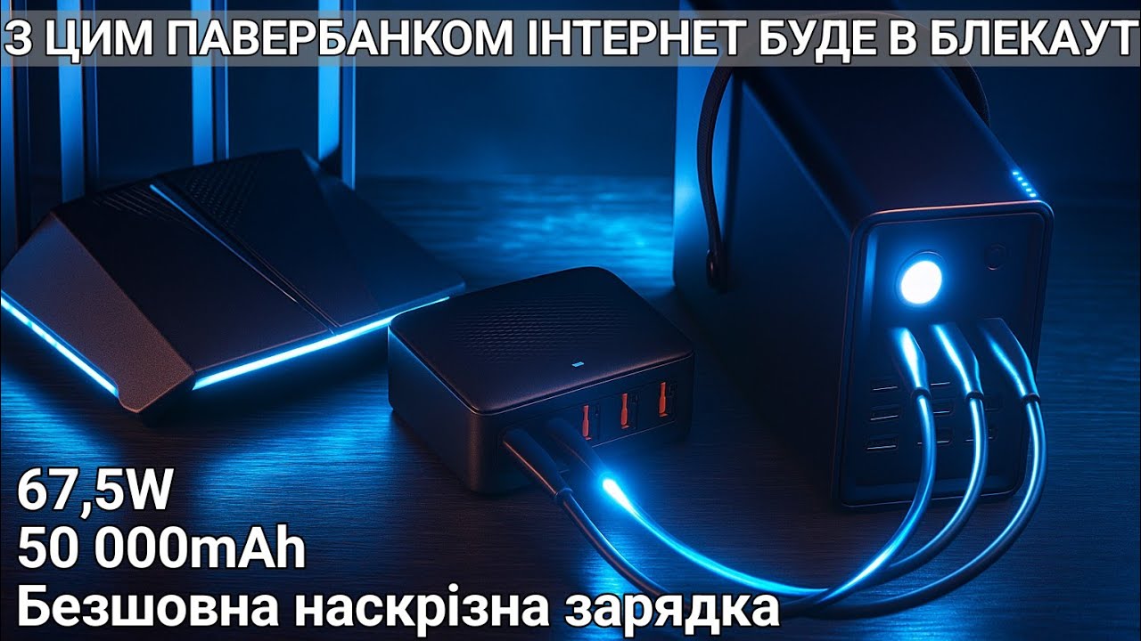 Не тільки павербанк! ДБЖ для роутера і оптичного перетворювача(ОНУ) Rocoren 50 000 mAh 67,5W