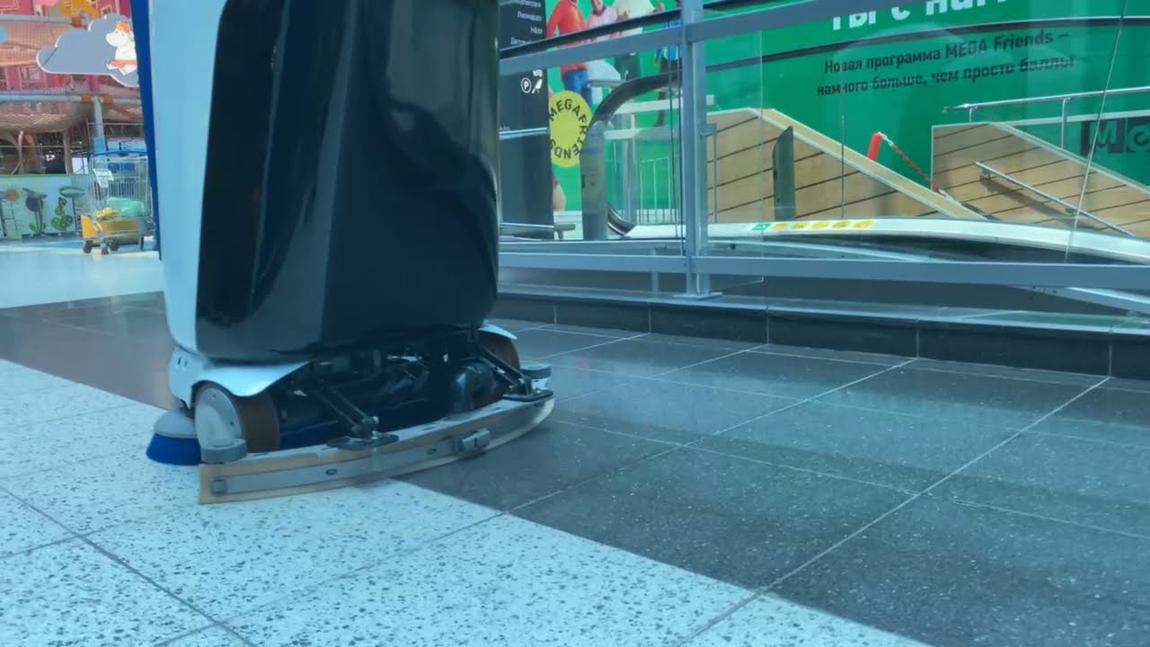 Industrial robot floor cleaner Cleanbotics at Mega Mall