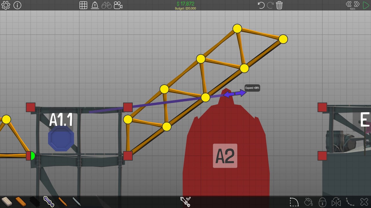 Poly Bridge Level 2 - 13 Fast and Easy