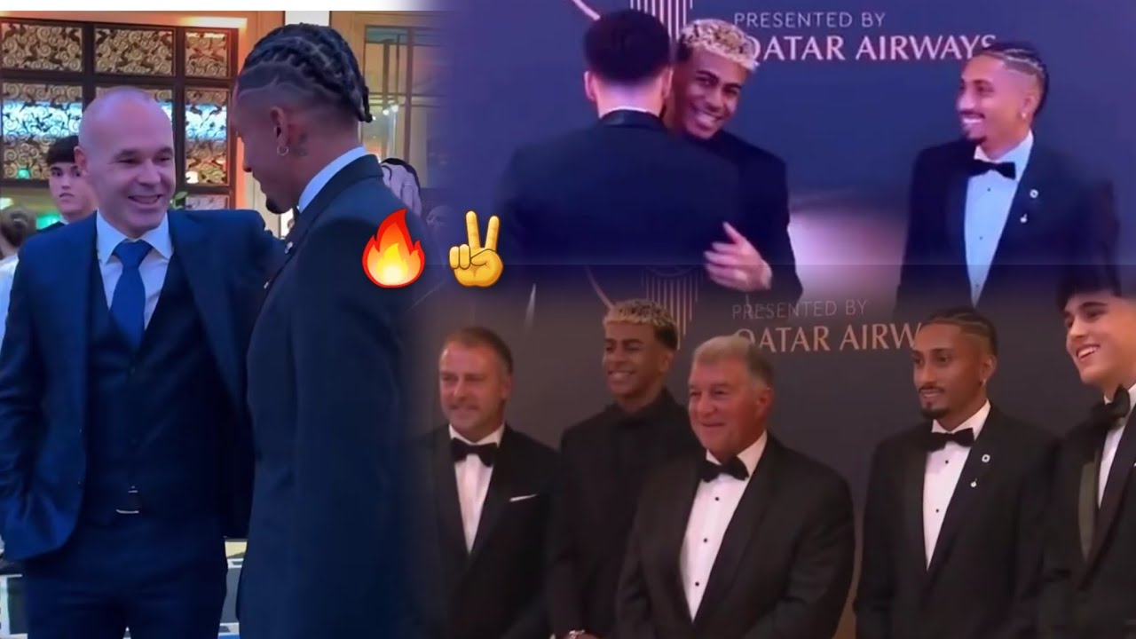 Respect 👏,  Barcelona Lamine Yamal, Raphinha,  Cubarsi ARRIVE for Balon D'or as Hansi ...