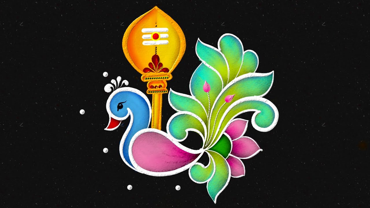 ThaiPusam Vel Kolam 🌼 Thai Poosam special Rangoli | Peacock muggulu 🌸 Easy Thaipusam Kolam
