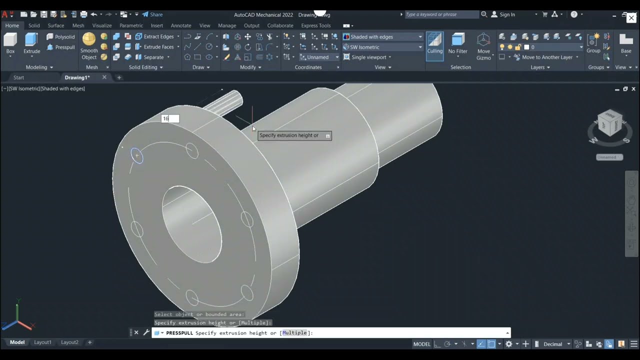 How to create 3D model in autocad | Autocad Mechanical Engineering | #youtube |