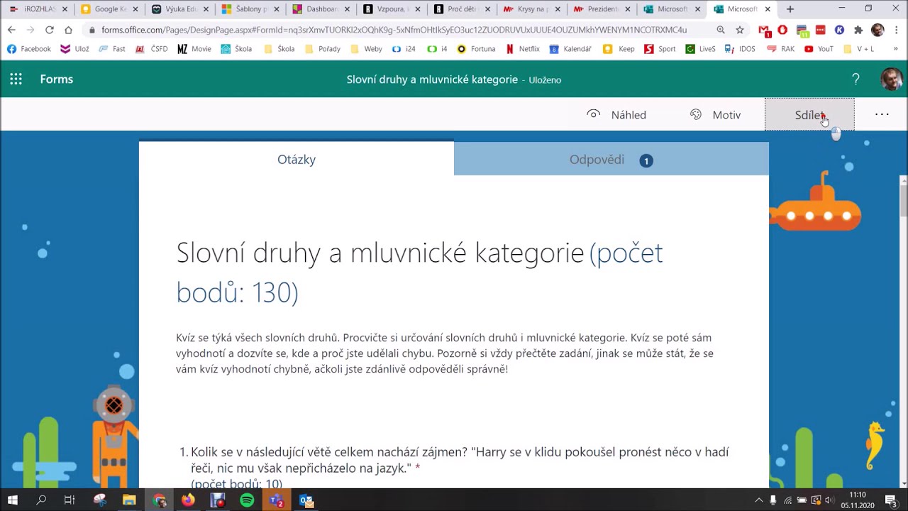 Microsoft Teams  - Učitelé  - Microsoft Forms (kvízy)