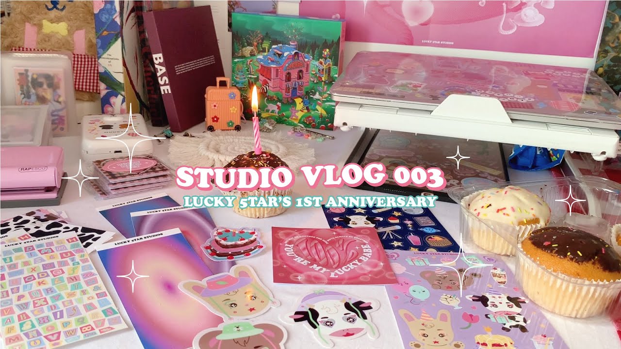 🌷 STUDIO VLOG 003 - anniversary update, making cute new stickers & packing for reps!