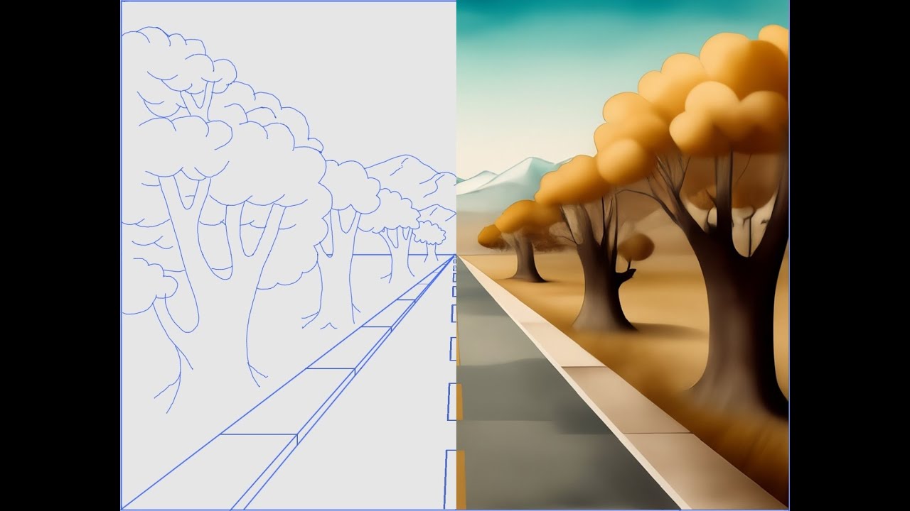 COME DISEGNARE UN VIALE ALBERATO IN PROSPETTIVA N 2 - Arte e Immagine