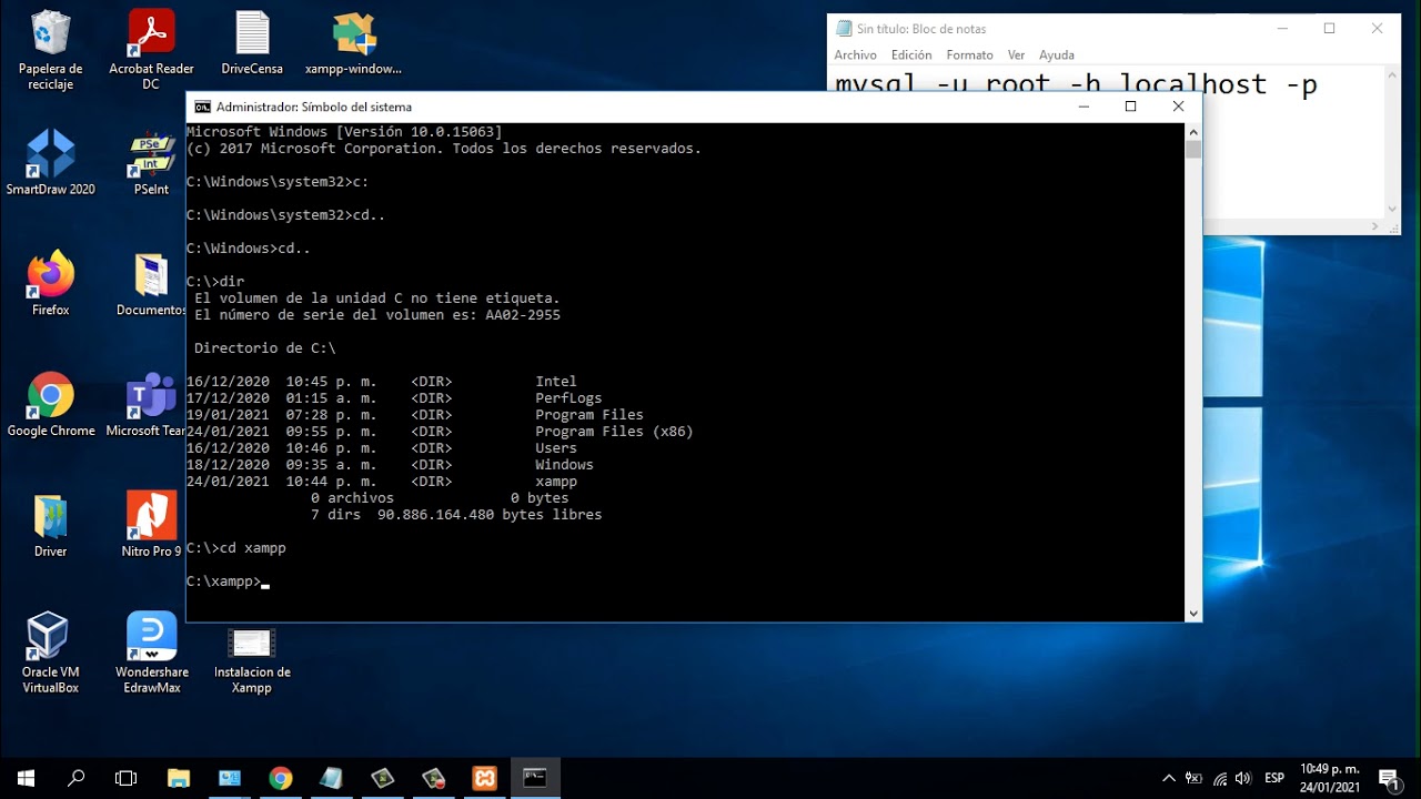 Modo consola Mysql Xampp