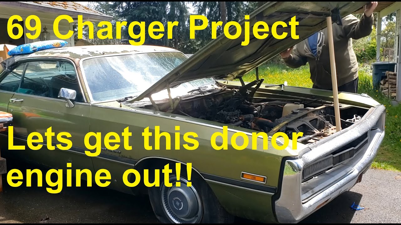 ep98  My Yard is My Garage - 1969 Charger project, lets get this donor engine out!