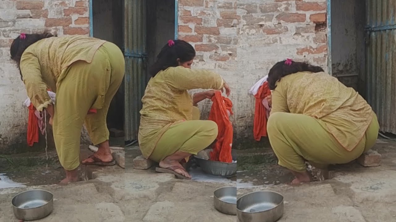 beautiful rural clothes hand washing vlog _ Pakistani aunty village life _ Desi house wife daily 
