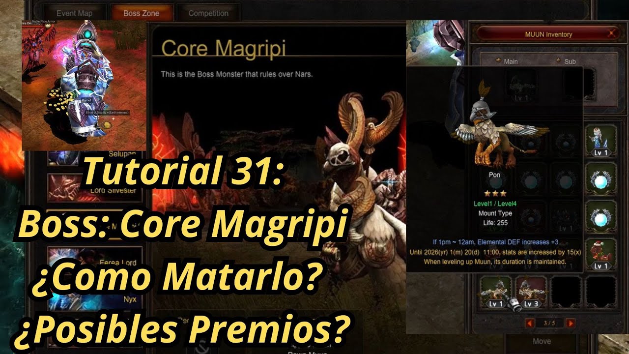 Mu Online Tutorial 31: Boss Core Magripi ¿Como Matarlo?¿Posibles Premios?¿Muun?