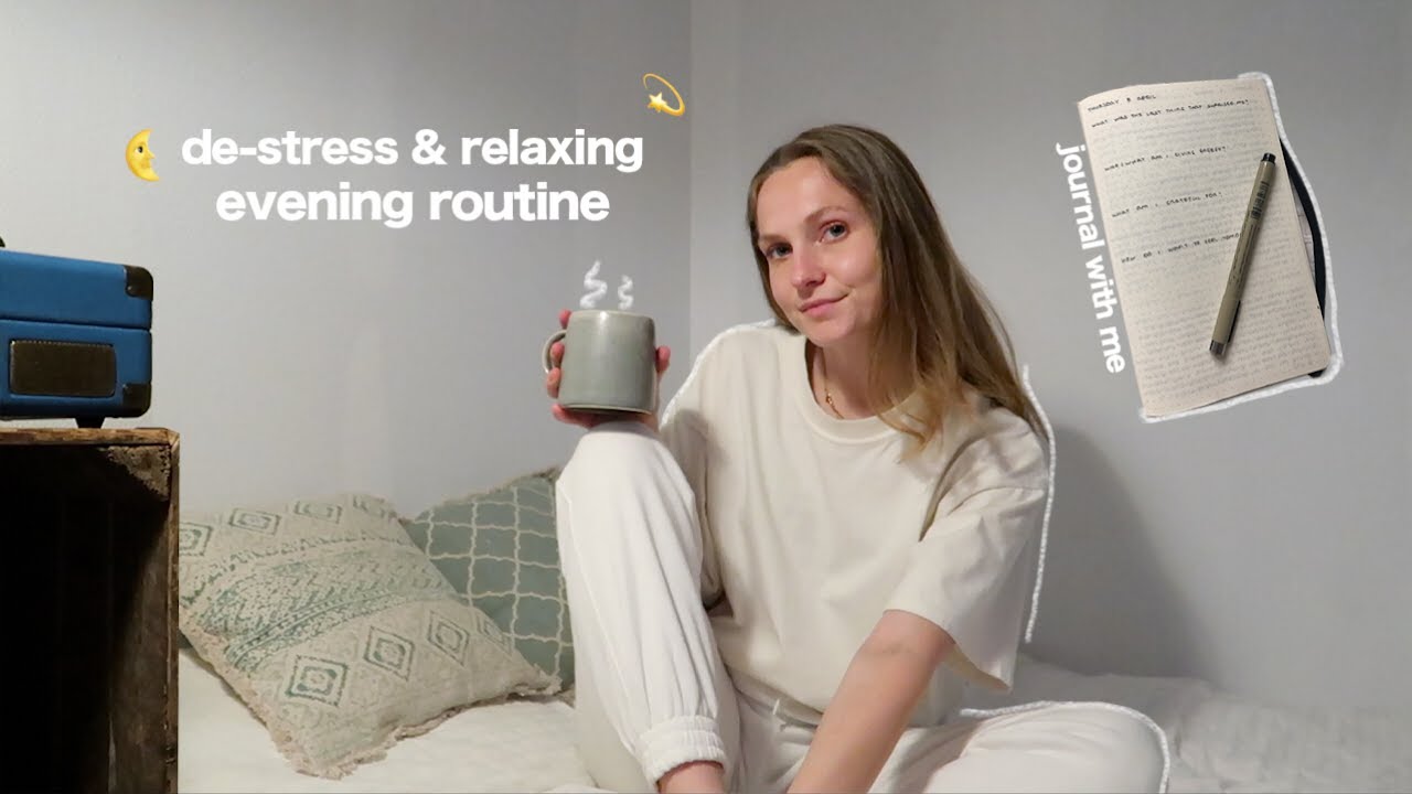 de-stress and relaxing evening routine🌛 workout, skincare & journal with me