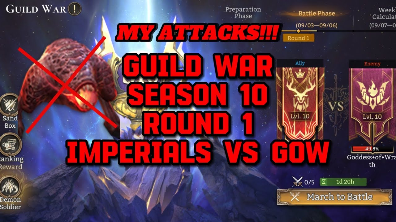GVG ATTACKS S10 RD1 IMPERIALS VS GOW | WATCHER OF REALMS