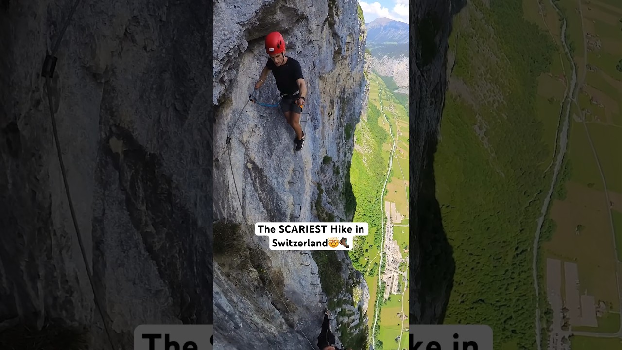 Would you do this?🤯 no guide needed 📍via ferrata Murren, Switzerland #switzerland #hiking