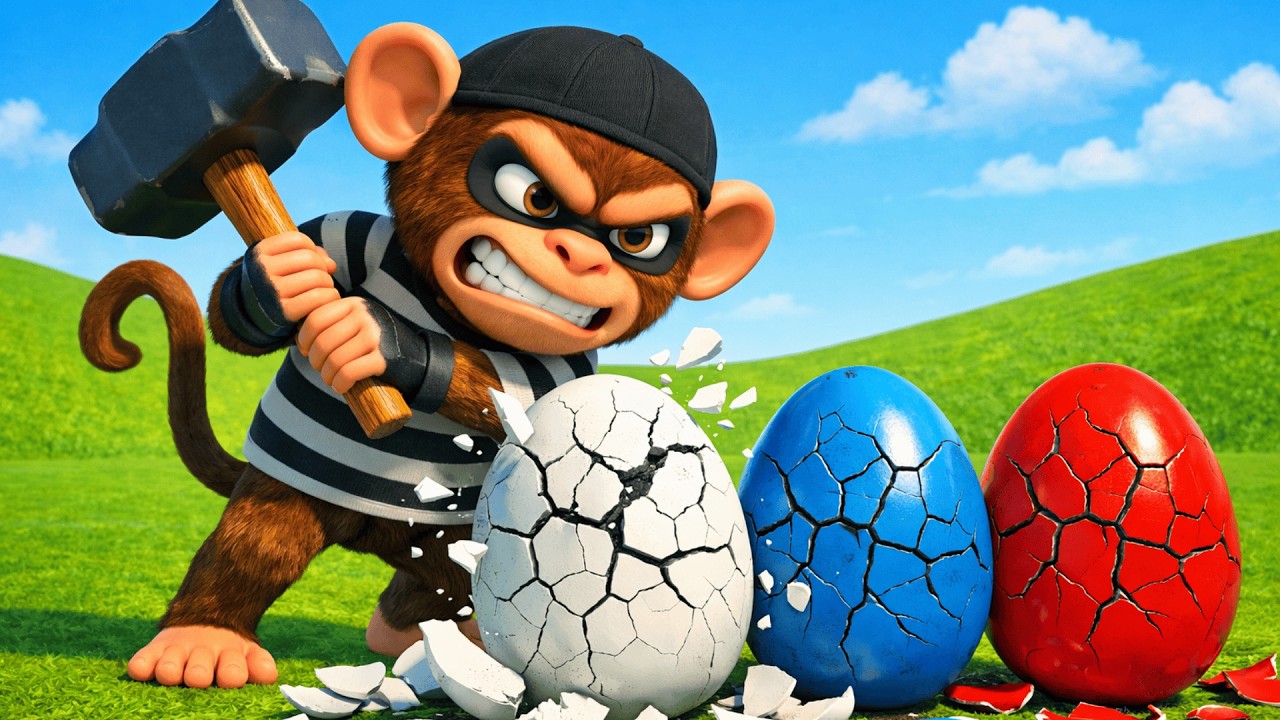 A Mischievous Monkey Stole the Eggs! 🐒🐣 | Farm Emergency! 🚨 | Old Farmer Calls the Police 🚓