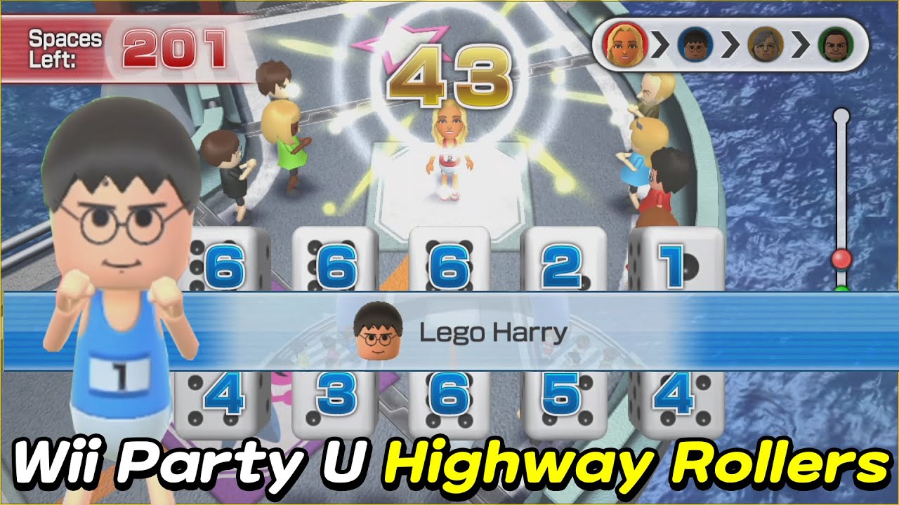 Wii Party U - Highway Rollers (Master Difficulty) Lego Harry vs Sara vs John vs Joana | AlexGamingTV