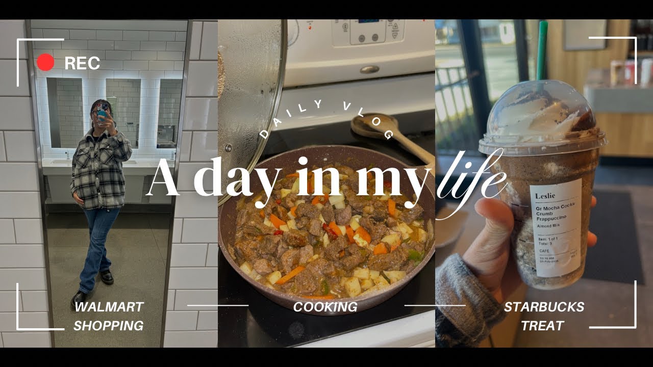 vlog| Starbucks treat, Walmart shopping & cooking dinner 🥐🛒👩‍🍳