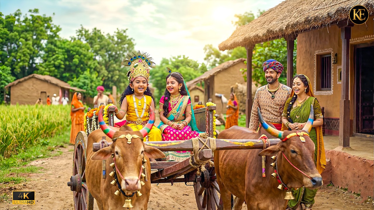 बैलगाड़ी पर बैठकर घूमने निकले कान्हा और राधा || यशोमती मईया के नंदलाला || Krishan leela